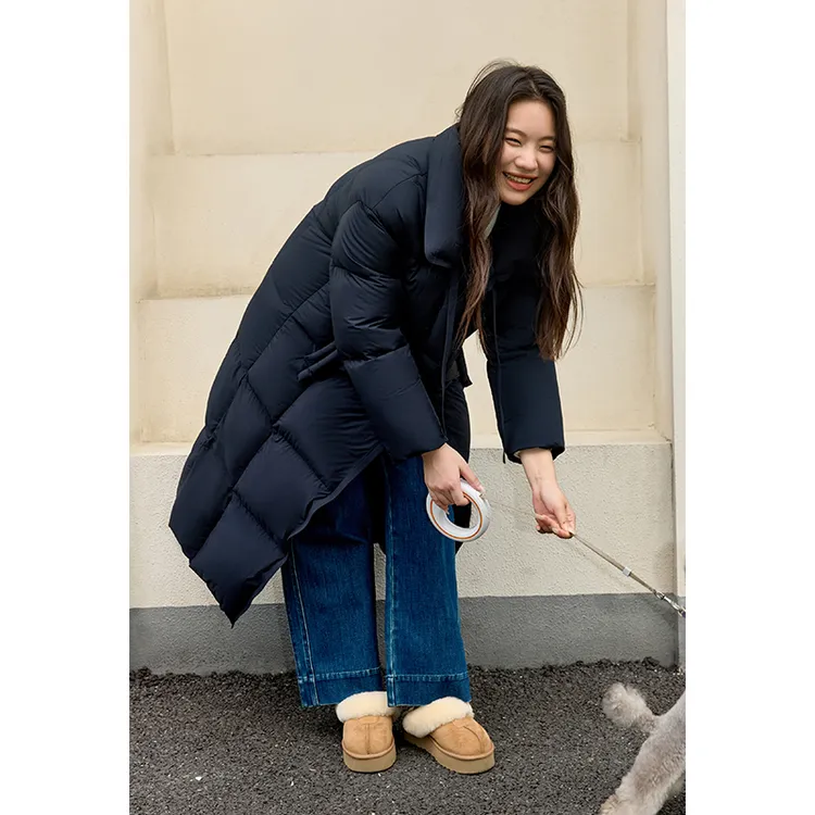 独束微胖大码女装【D+系列】时尚翻领保暖加厚0压感羽绒服24DH84001