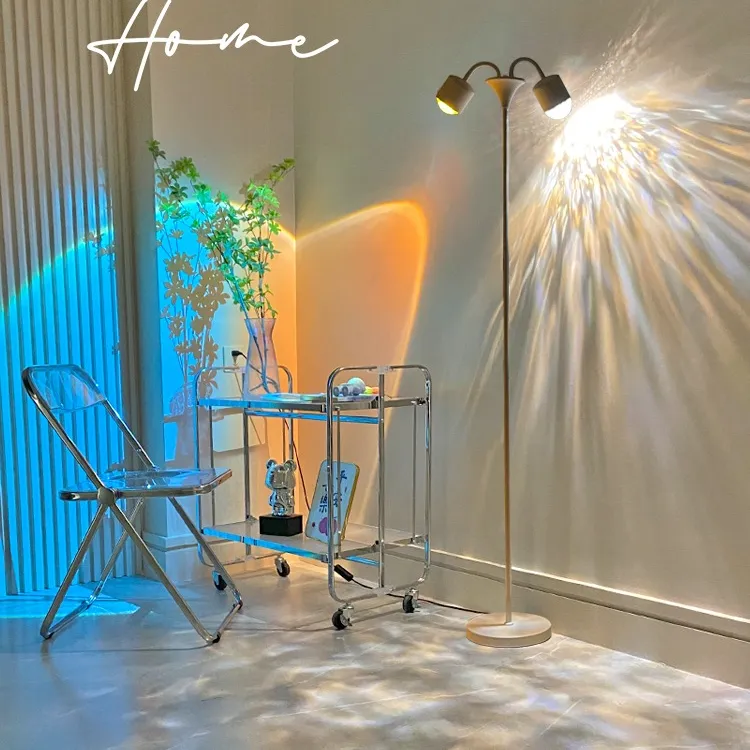 网红水波纹氛围灯落日双头落地灯客厅沙发直播背景破晓夕阳日落灯