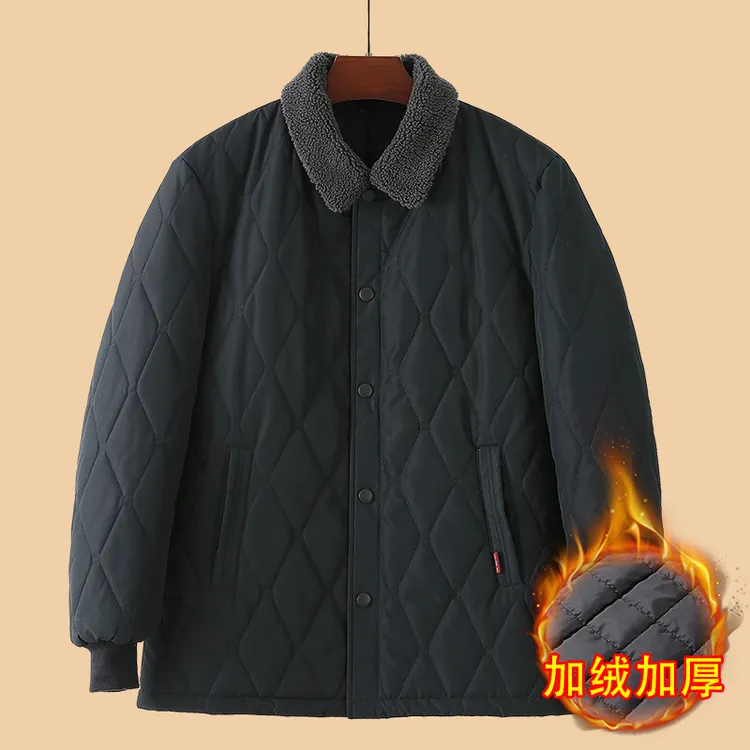男款冬季棉衣翻领宽松爷爷小棉袄外穿加厚爸爸男装棉服男冬装