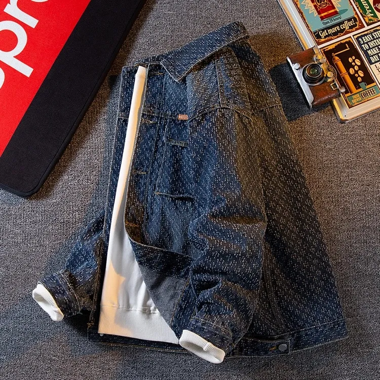 美式休闲夹克外衣春秋款潮男牛仔外套男士2024新款潮流痞帅高级感