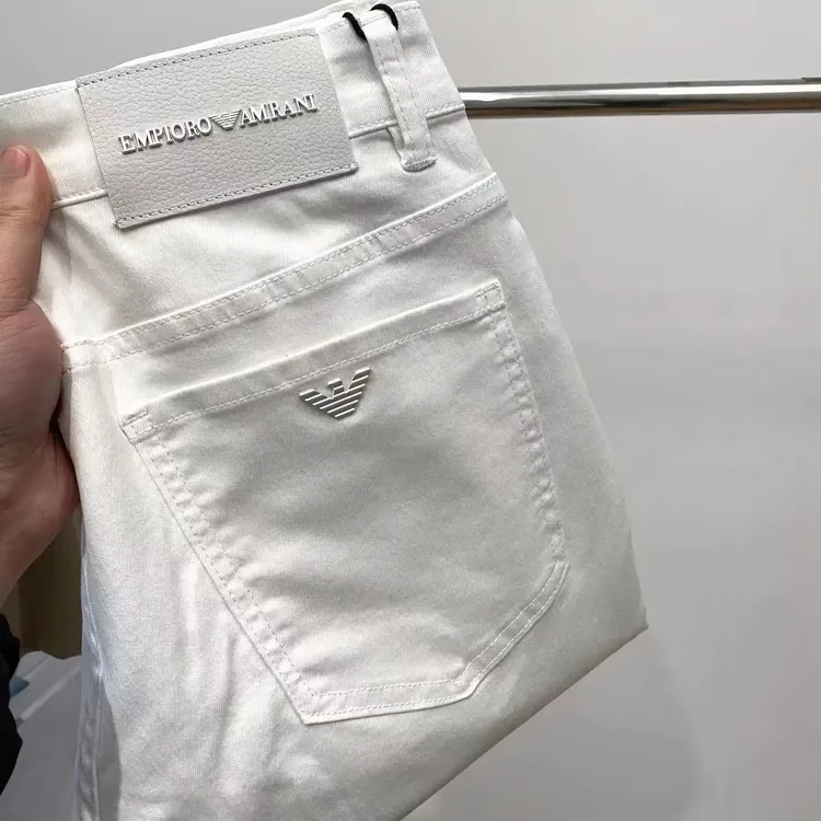 迪诺库克斯轻奢潮牌高端棉弹薄款白色牛仔裤休闲弹力修身时尚简约