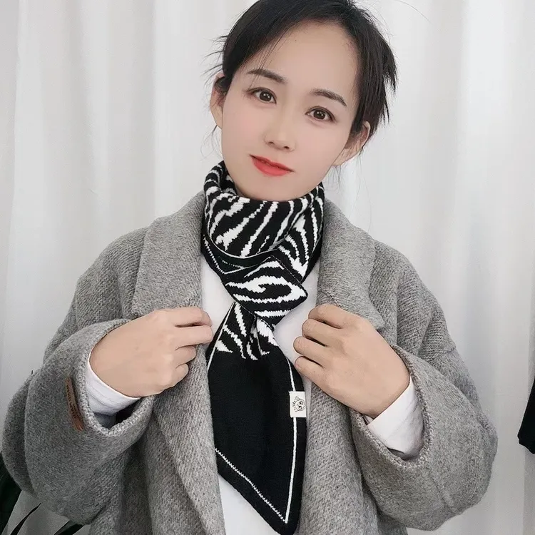 秋冬保暖针织小围巾冬季百搭千鸟格围巾2023新款爆款高档护颈围脖