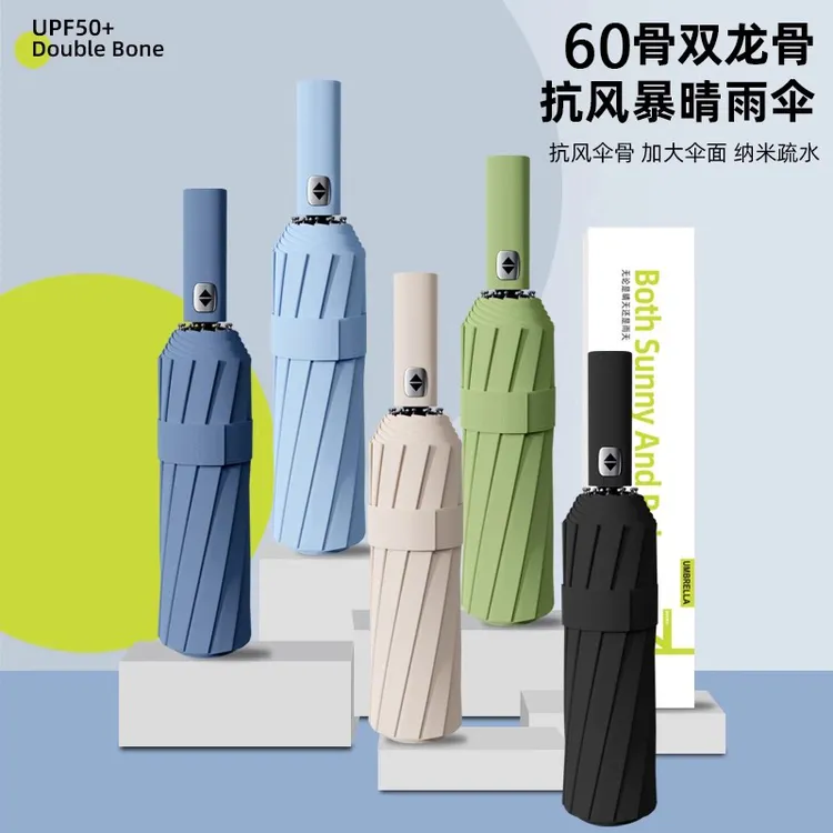 【小乔福利款】新款60骨全自动黑胶晴雨两用防紫外线学生遮阳防晒伞
