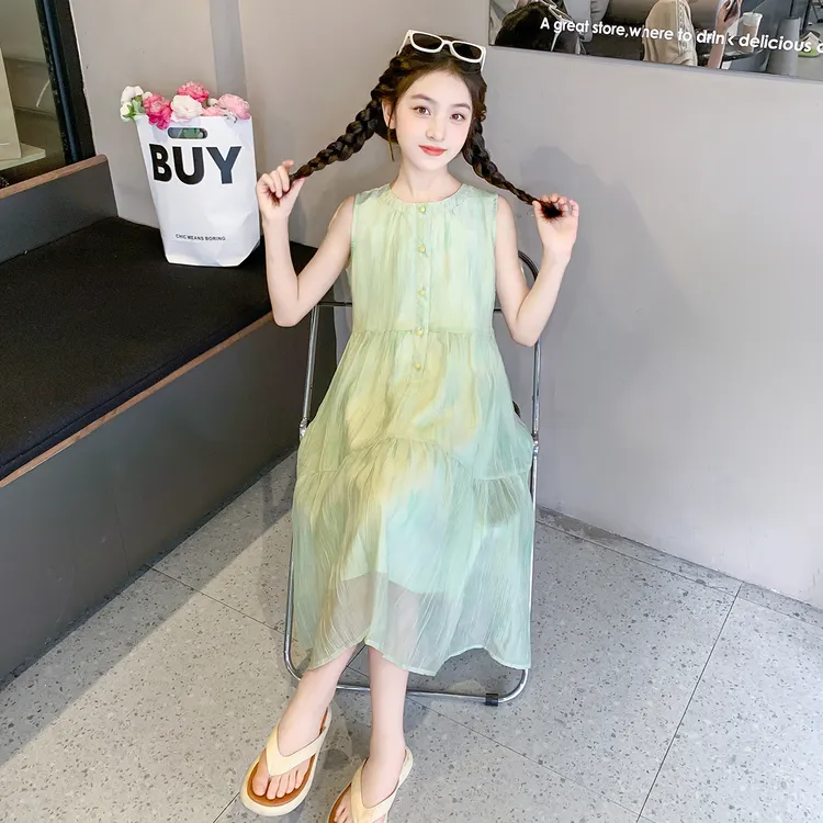 女童薄款连衣裙2025新款大童女孩夏装裙子儿童长裙公主裙X61326