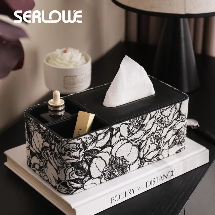 法式复古多功能纸巾盒高档家用客厅提花布艺中古风纸巾收纳盒摆件