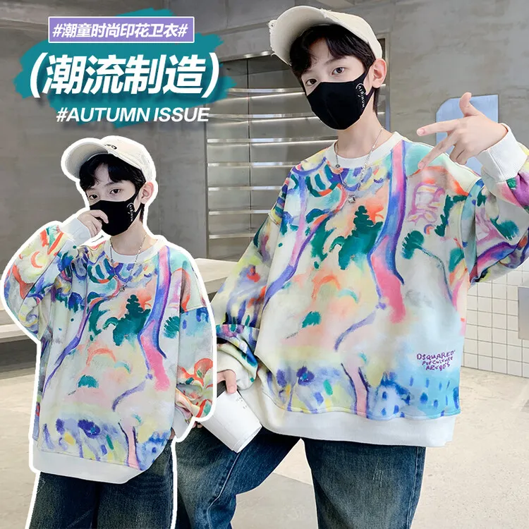 儿童装男童秋装卫衣2024新款中大童炸街帅气男孩秋季春秋款上衣潮
