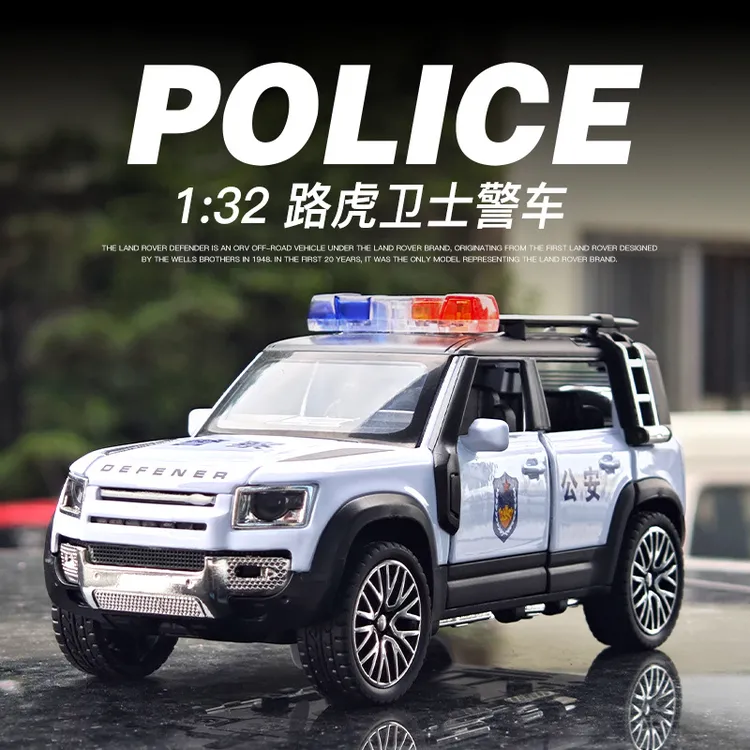 1:32路虎卫士仿真合金车模型越野警车玩具车回力收藏摆件小汽车男