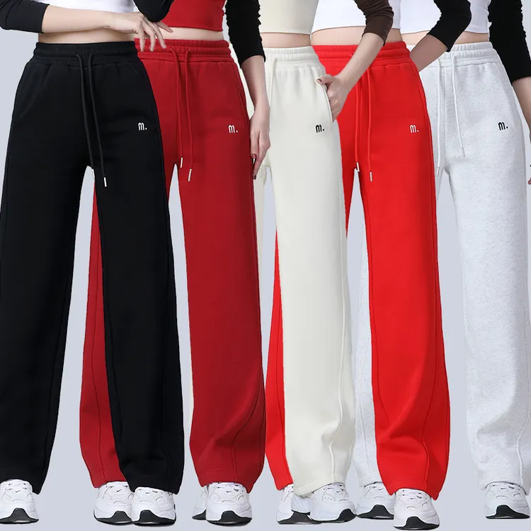 秋冬新款加绒广场舞健身操时尚百搭休闲运动跑步直筒香蕉弯刀长裤