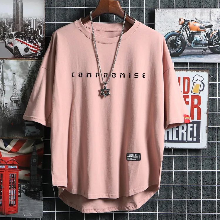 2023夏季t恤男款圆领印花ins宽松短袖男潮流港风休闲半袖春夏日常