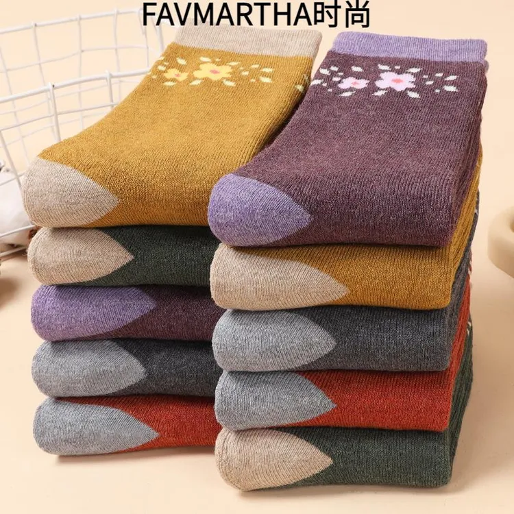 毛巾袜女冬季加厚保暖睡眠袜中老年巨厚中筒袜老人袜妈妈袜秋冬天