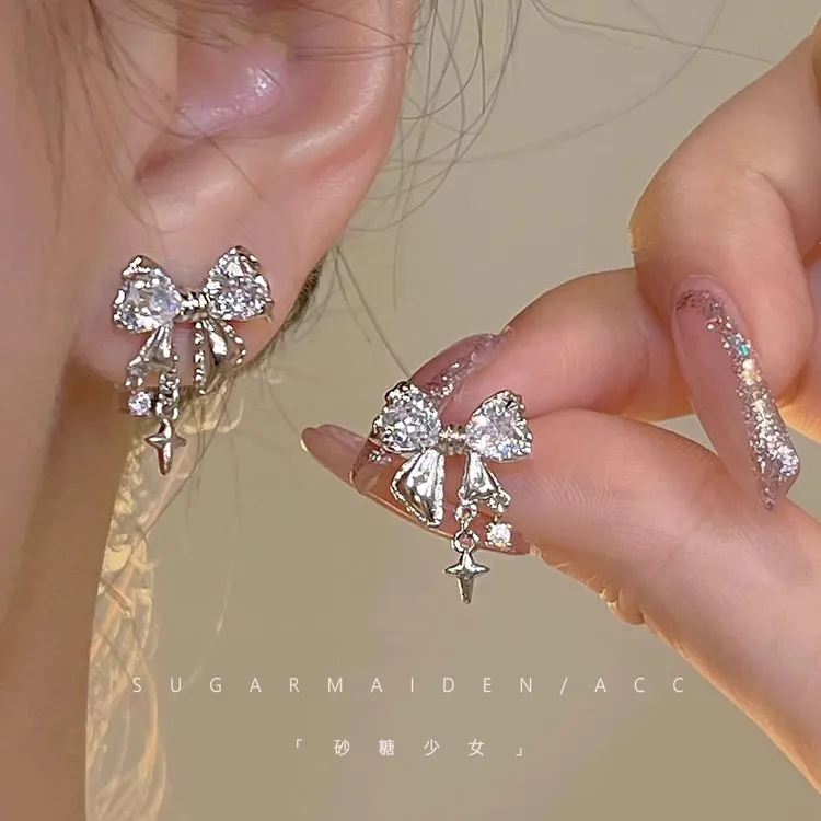 耳饰 超精致蝴蝶结耳饰女小众高级感轻奢小众耳钉气质时尚