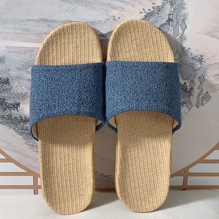 布艺新款亚麻拖鞋女夏天居家用情侣室内软底耐磨轻便家居凉拖鞋男