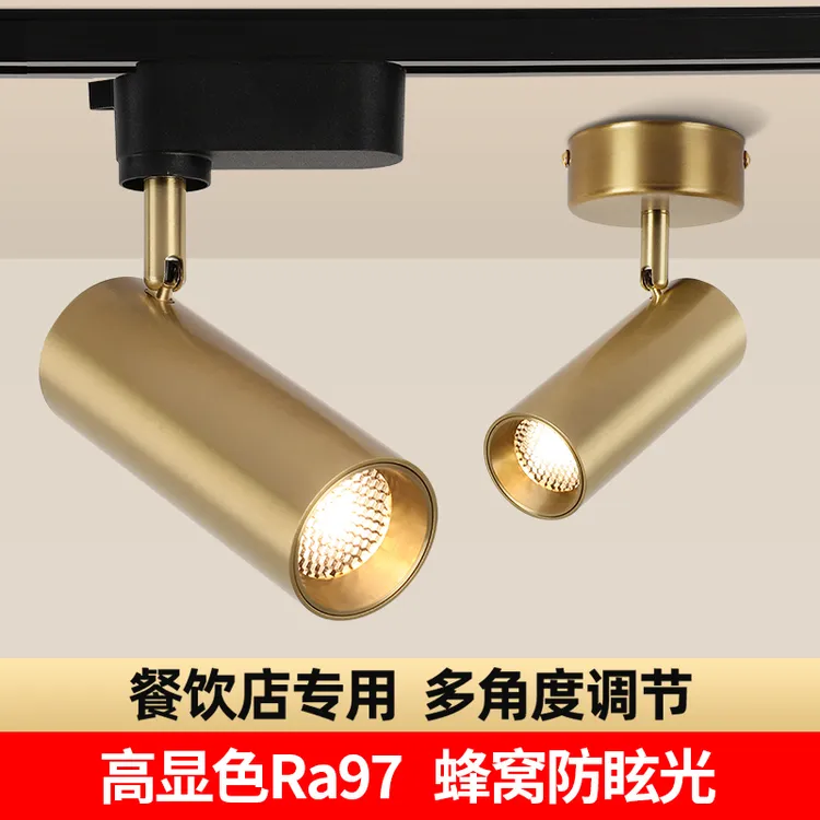 射灯明装餐饮专用聚光灯店铺商用金色客餐厅服装店蜂窝防眩轨道灯