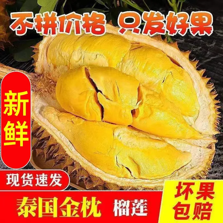 【2颗共保6房】泰国进口金枕榴莲新鲜鲜果饱满肉厚顺丰包邮【ZGYZFD】