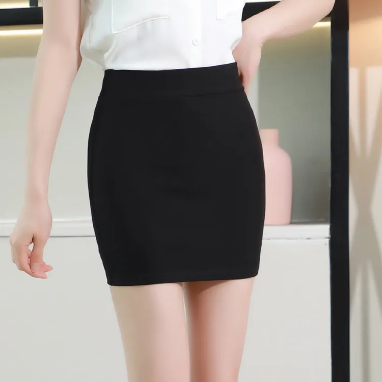 显瘦半身裙春秋季高腰包臀裙大码弹力一步裙面试工作裙防走光裙子