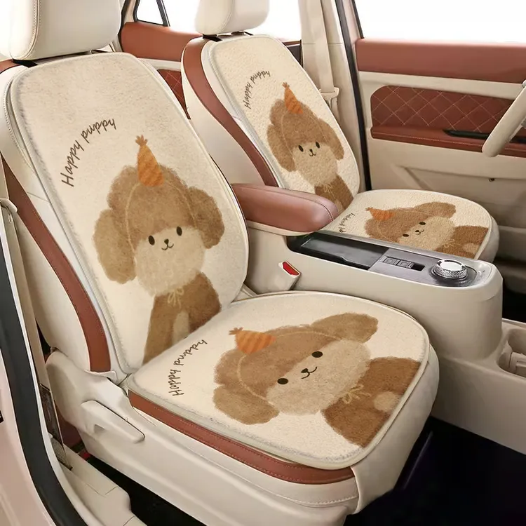 冬季汽车坐垫女士卡通车内后排车椅垫子毛绒款车座椅屁垫保暖加厚