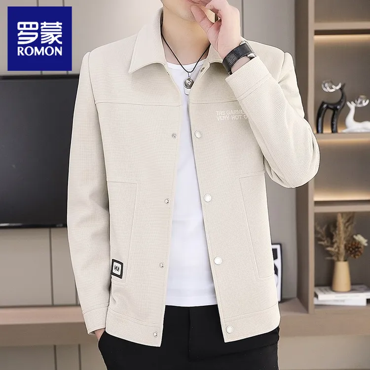 罗蒙高档2024新款男士外套中青年翻领夹克商务休闲短款春秋季男装
