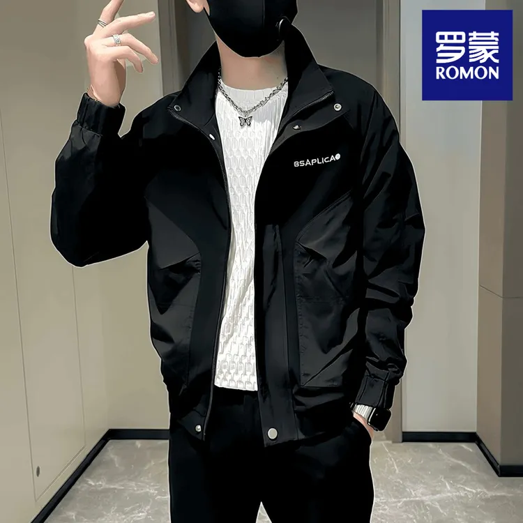 罗蒙潮牌痞帅工装外套男春秋季潮流夹克2024新款男士休闲秋装上衣