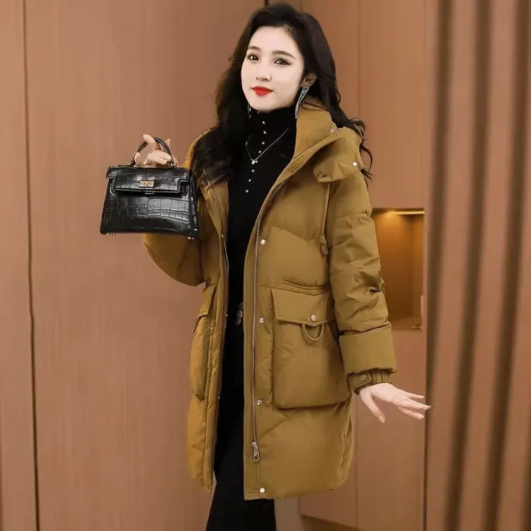 【厂家直销】2025冬爆款棉服女中长款时尚宽松显瘦加厚保暖棉衣外套