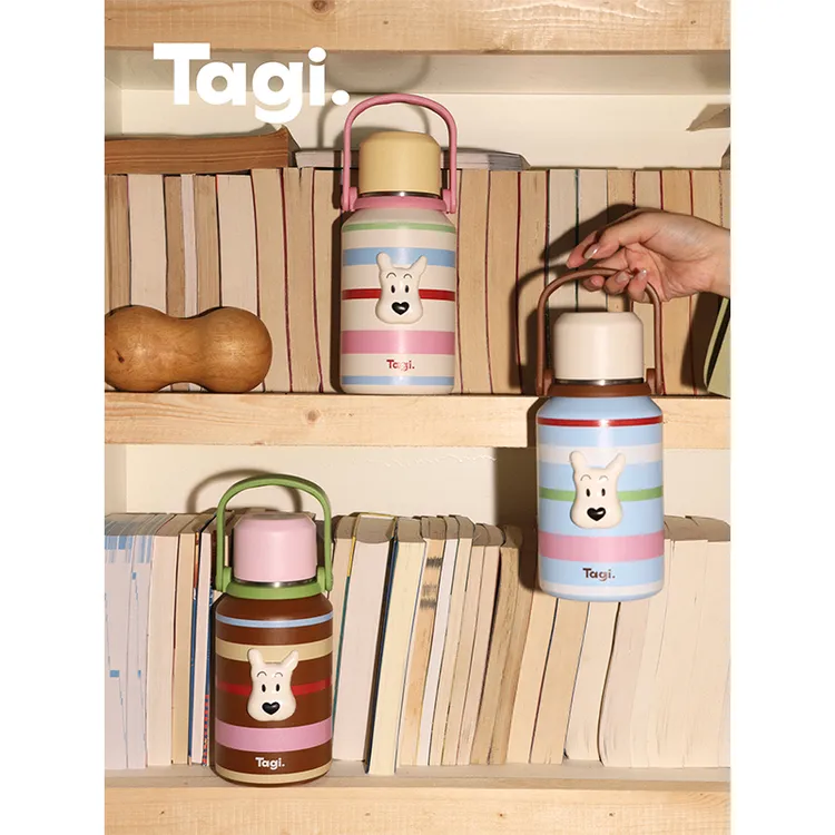 【达人专属】Tagi.《哈哈》haha彩色条纹爱心大容量水杯便携保温杯