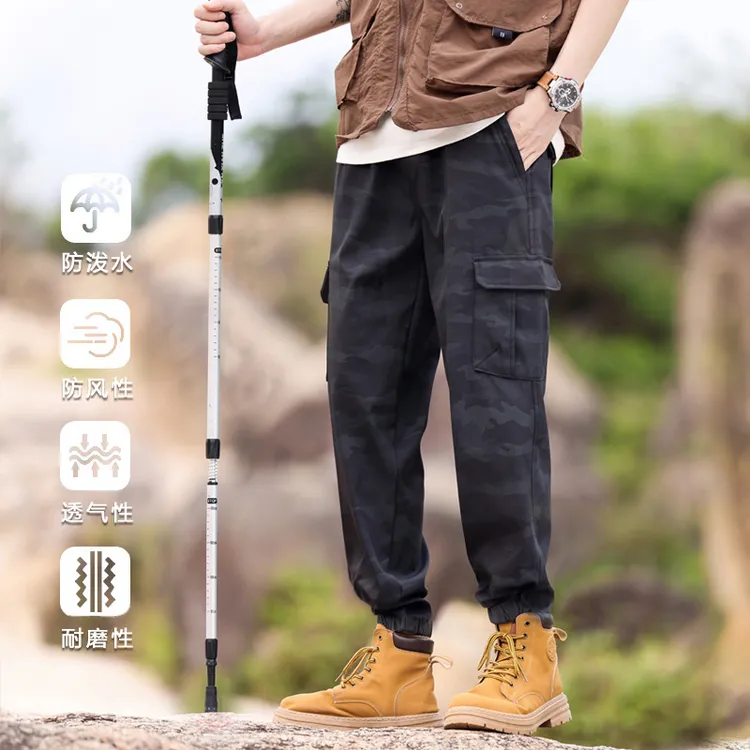 户外百搭裤子男款秋冬加绒加厚工装裤男宽松男款裤子美式复古迷彩