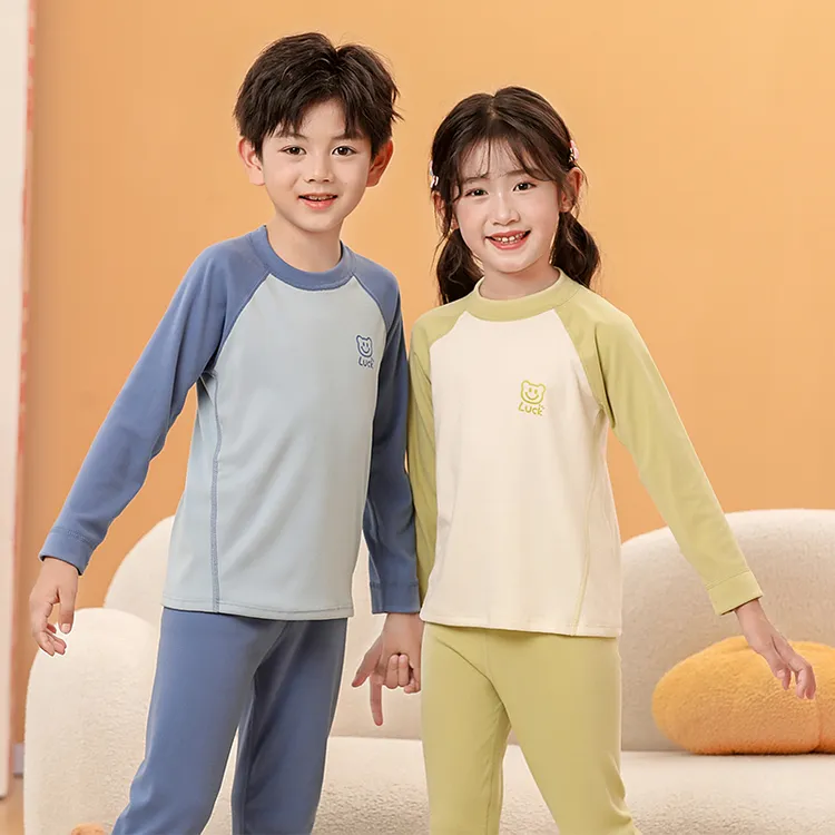 新款儿童保暖内衣男童女童秋衣秋裤睡衣中大童少年打底舒绒套装冬
