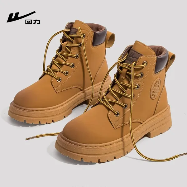 回力马丁靴女2025新款秋季户外大黄靴厚底百搭英伦风复古工装靴子
