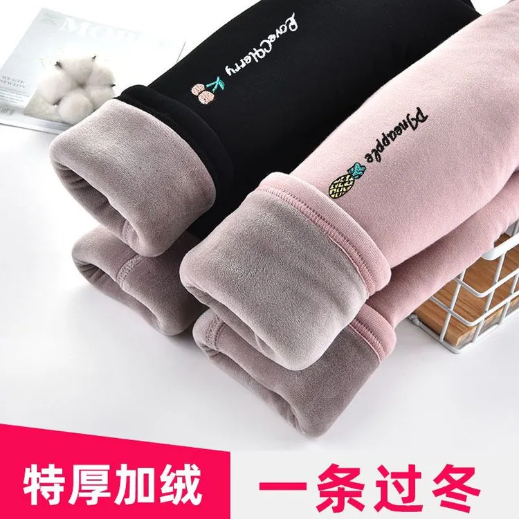 冬季儿童加绒裤子女童打底裤加绒加厚儿童棉裤宝宝外穿裤子过冬