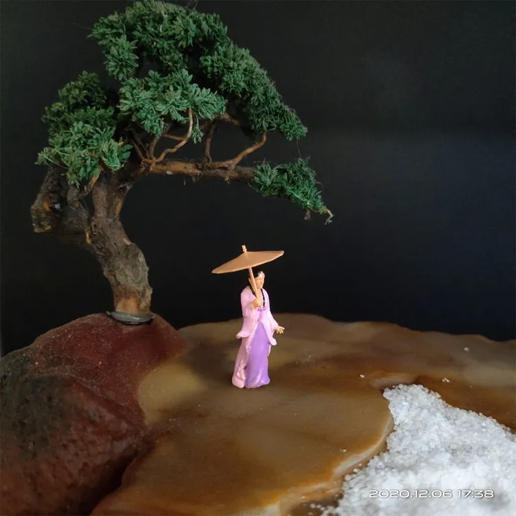 打伞女——树脂人物防水小摆件奇石假山置景鱼缸造景微景观