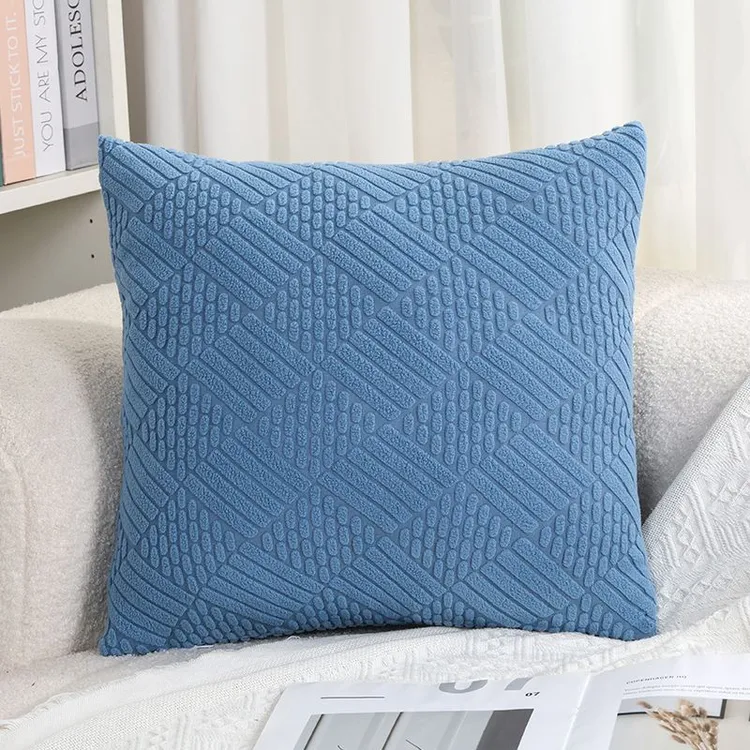 北欧风沙发抱枕客厅靠垫纯色毛绒护腰靠枕床头靠背抱枕套不含芯