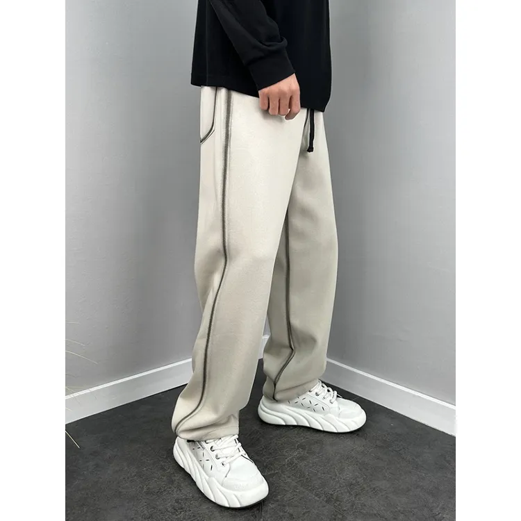 秋季新款设计感复古宽松直筒卫裤男美式高级感痞帅休闲阔腿拖地裤