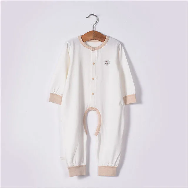 朴素耕CSH03开裆连体衣儿童春夏长袖婴儿幼儿纯棉宝宝女宝新生儿
