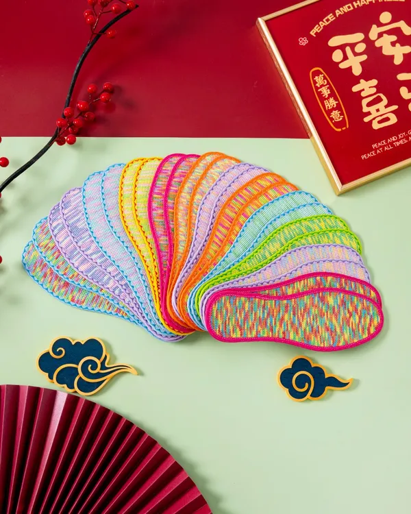 【中小格花边白板+七彩线】纯棉吸汗 七层布透气防臭 十字绣鞋垫