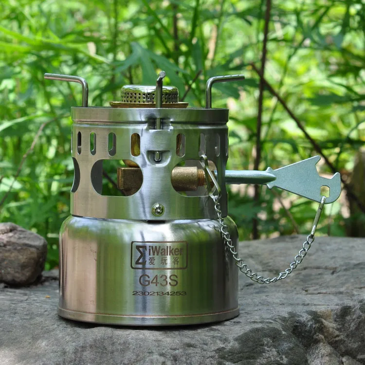 爱玩客一体式汽油炉不锈钢单兵用炉摩旅垂钓野营炉具免维护方便