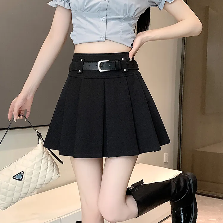 灰色百褶裙短裙女2024新款西装小个子高腰显瘦a字半身裙秋冬