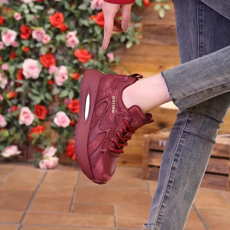 大东悦享鞋女2024秋冬爆款厚底老爹鞋百搭加绒保暖运动鞋子