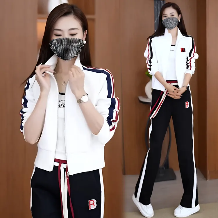 高含棉休闲运动套装女2025年春秋季新款时尚洋气卫衣阔腿裤两件套