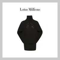 莲的百万【伊人大姐姐】2024年新款黑色钩花毛衣套装半高领两件套