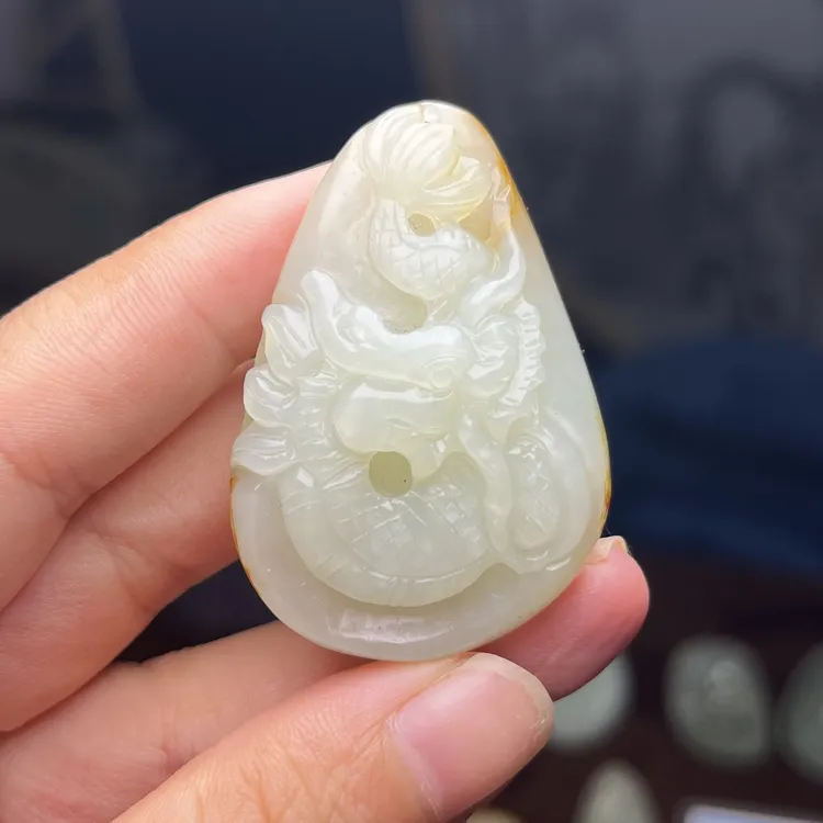 （小店自卖）和田玉生肖龙纯手工雕刻立体双面工艺抖音基地质检发货