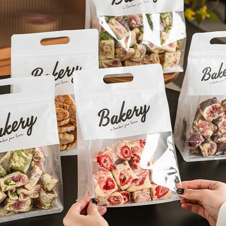 雪花酥包装袋曲奇饼干玛德琳手提自封袋子烘焙牛轧糖果250g克密封