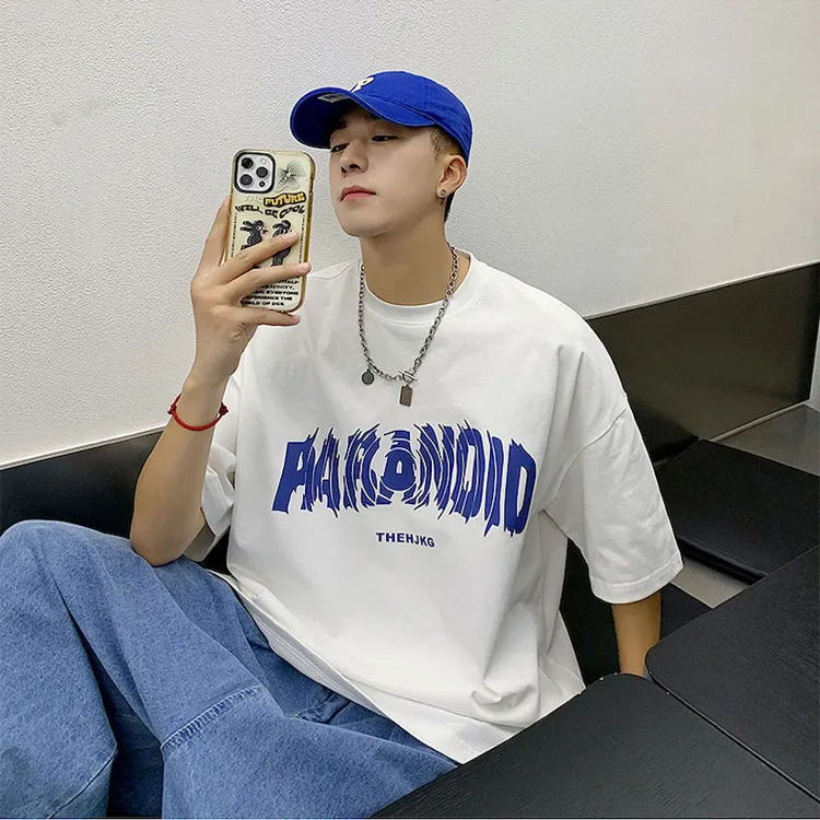 t325#夏季潮流短袖男生街头圆领短袖上衣潮ins港风潮服