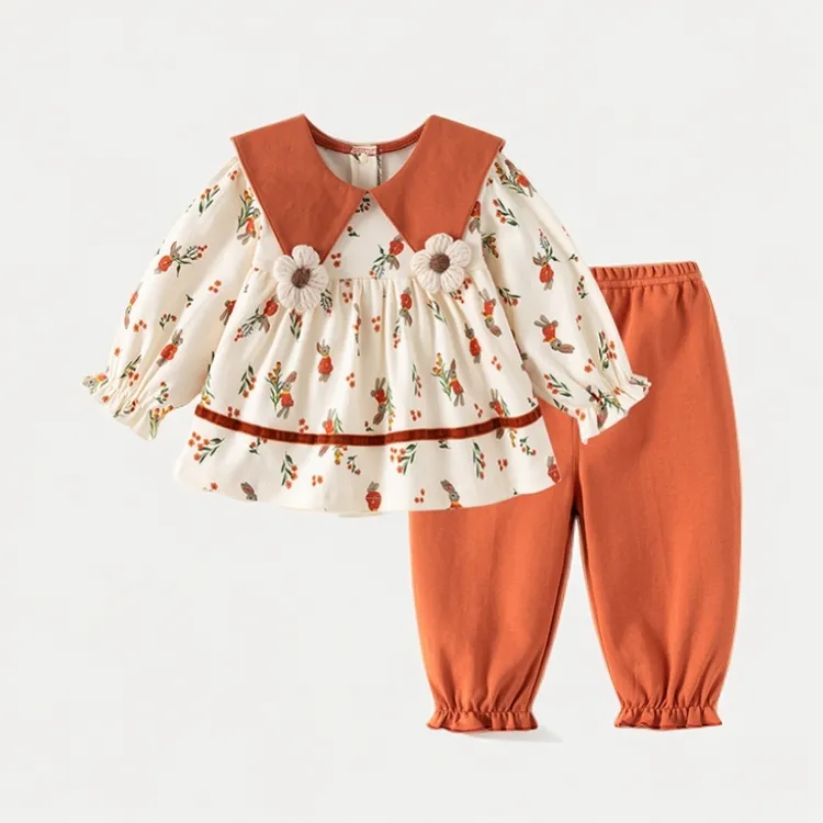 女童春秋装2025新款洋气长袖韩版秋季套装女宝宝纯棉外穿服两件套