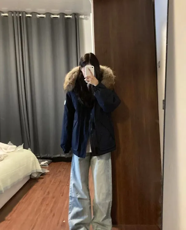 韩版工装派克棉服2024新款大毛领冬季加绒加厚保暖高级感外套