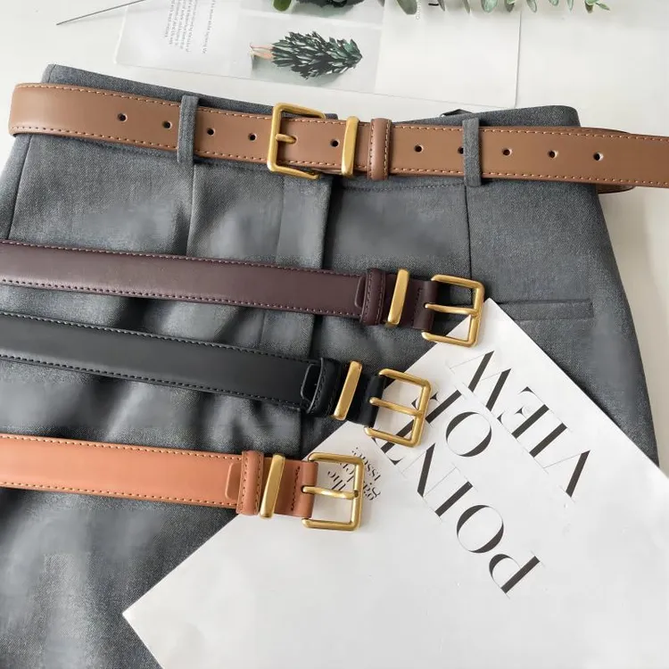 新款皮带女真皮装饰时髦小众潮流牛皮韩版显瘦牛仔裤腰带女针扣