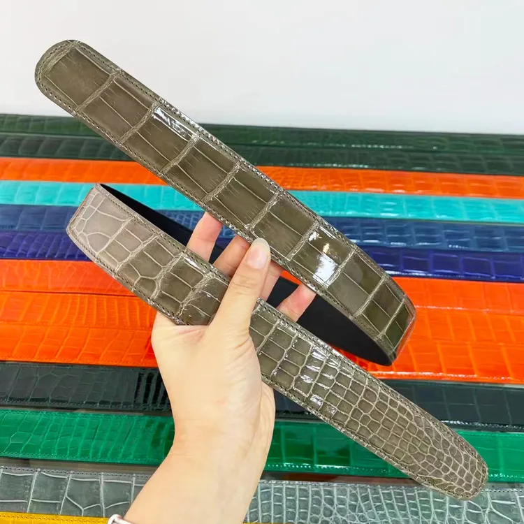 高端定制鳄鱼皮百搭手工制作真皮工艺潮流个性十足皮带腰带男款