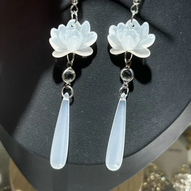 钛钢仿水晶耳饰 气质百搭民族风古风