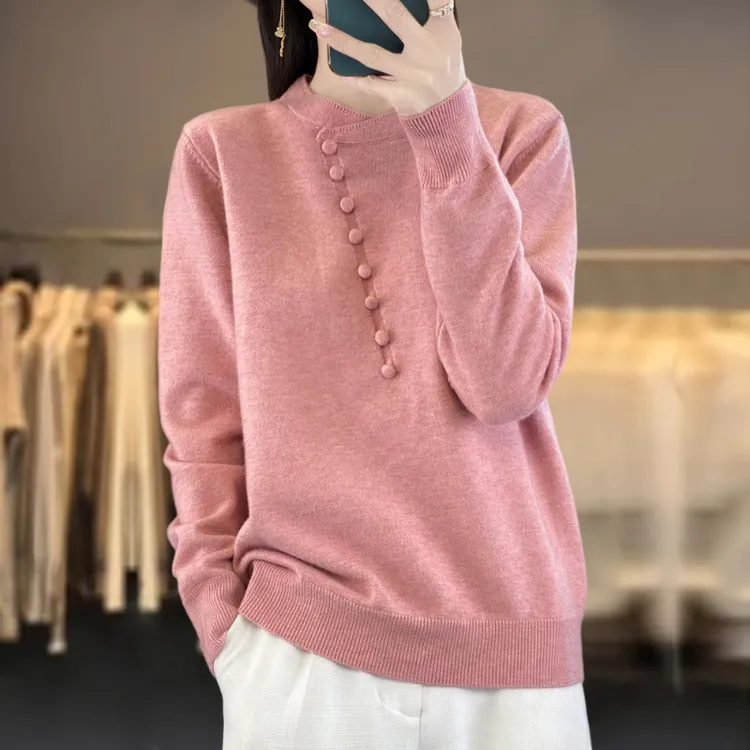 春秋大码女装洋气长袖针织衫宽松显瘦秋冬毛衣内搭时尚减龄打底衫