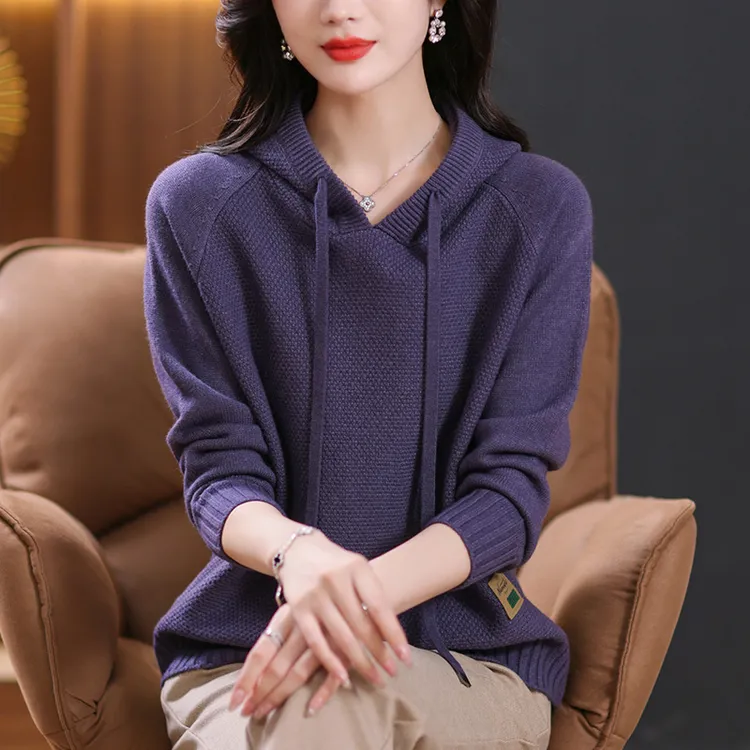 胖mm秋冬大码毛衣女加肥加大200斤宽松遮肚子显瘦带帽针织打底衫