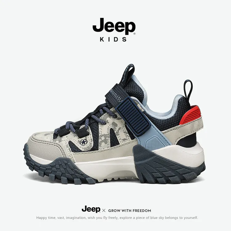 jeep童鞋男童运动鞋网面老爹鞋2025新款春秋防滑耐磨儿童跑步鞋子