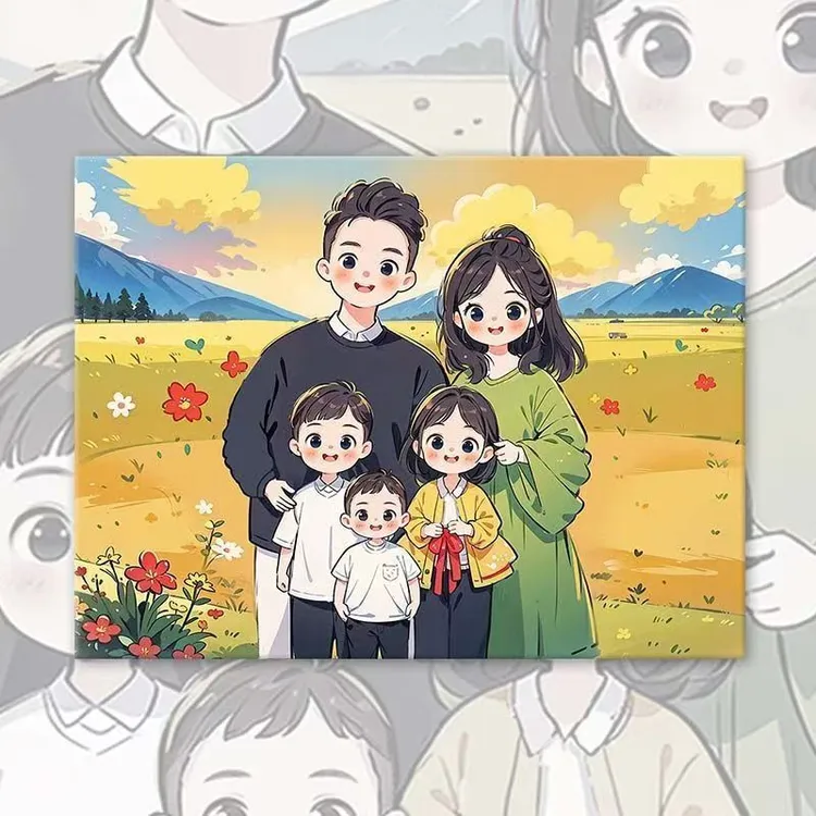 全家福diy钻石贴画2024新款一家四口手工解闷装饰画摆件小礼物
